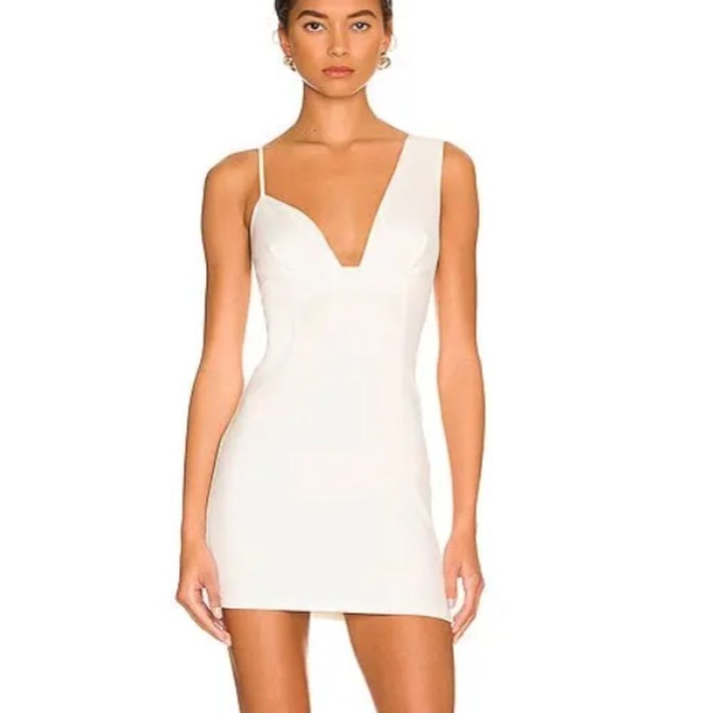 Superdown Eleanor Mini Dress White asymmetrical Revolve NWT XS